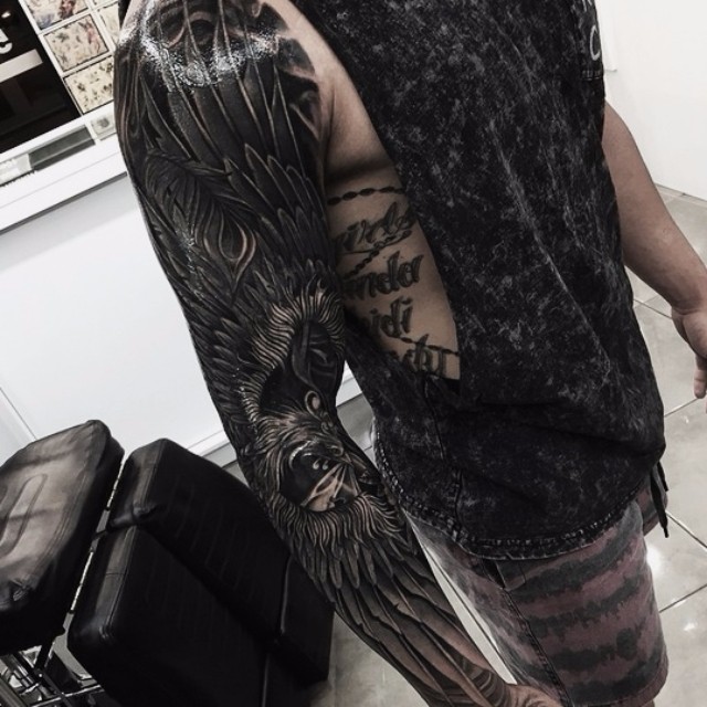 Black Peacock Tattoo Sleeve